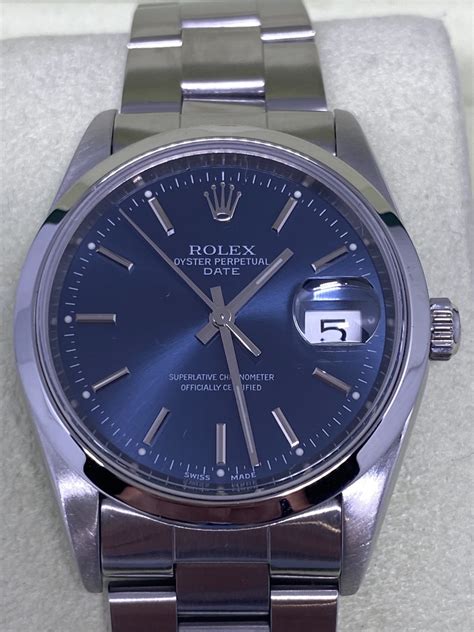 rolex date 34 blau|Rolex perpetual date price.